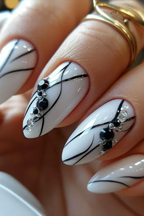 Simple Black And White Nails